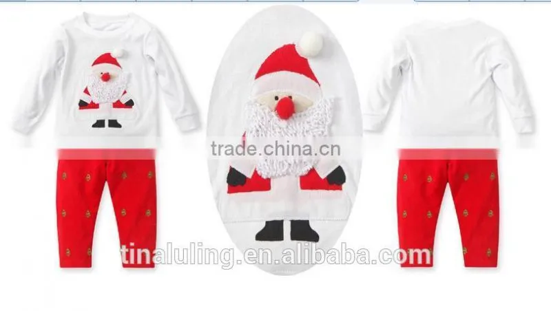 Fashion Lovely and Cute Santa Claus Pattern Clothing sets for girls Childrens boutique clothes