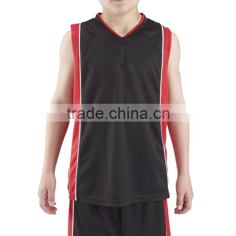 Latest Black And Red V-Neck Basketball Jersey Design