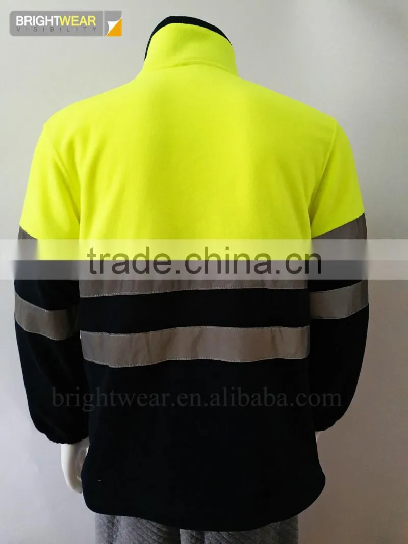 Two-color high visibility polar jacket with reflective tapes in body and arms