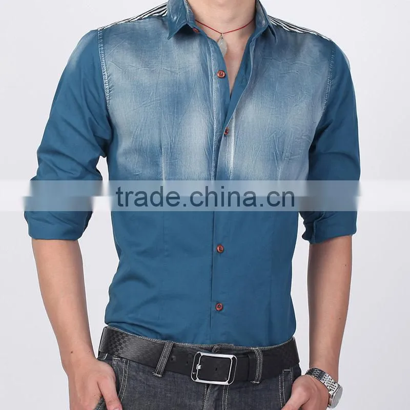 Unusual design denim Men shirt
