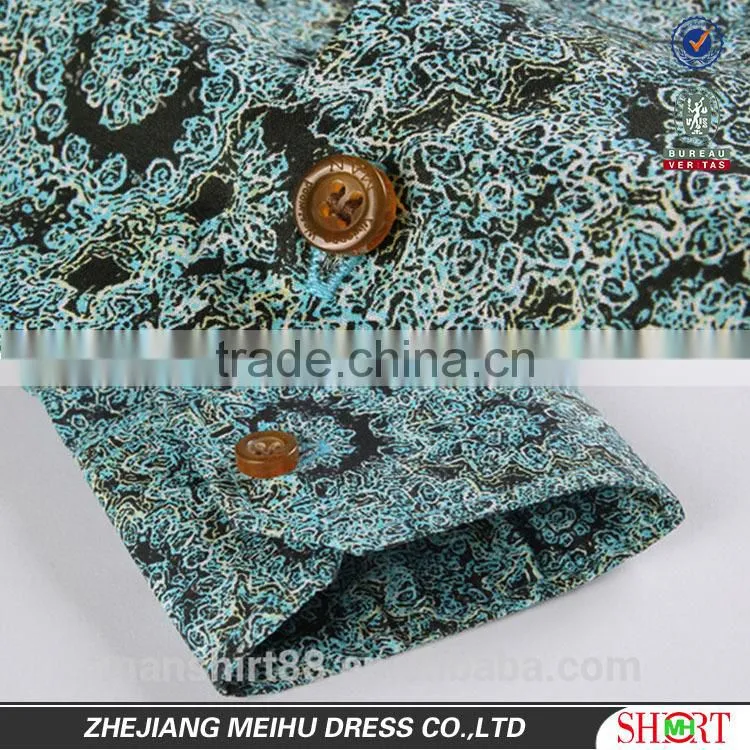 2017 latest fashion wooden button printed tuxedo shirt