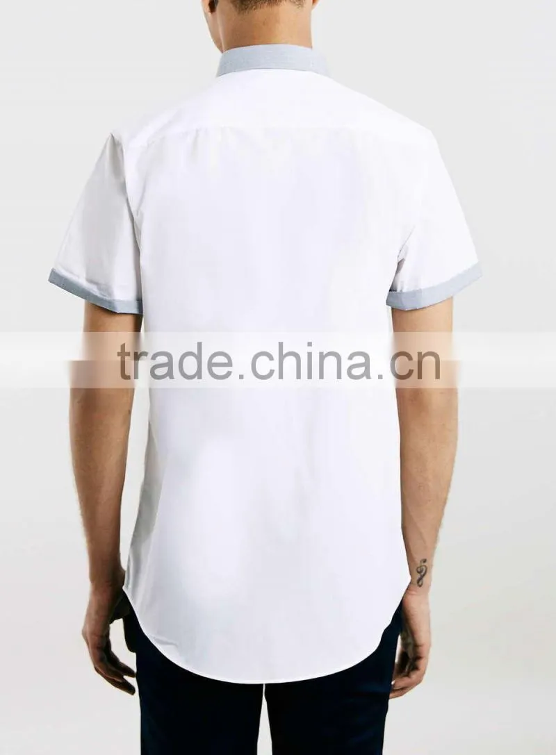 2015 Grey Contrast Collar Smart Shirt tailored shape dress shirt latest shirt designs for men