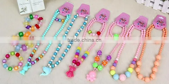 Plastic Bead necklace designs,fashion bead bracelet for children,jewelry diy kit
