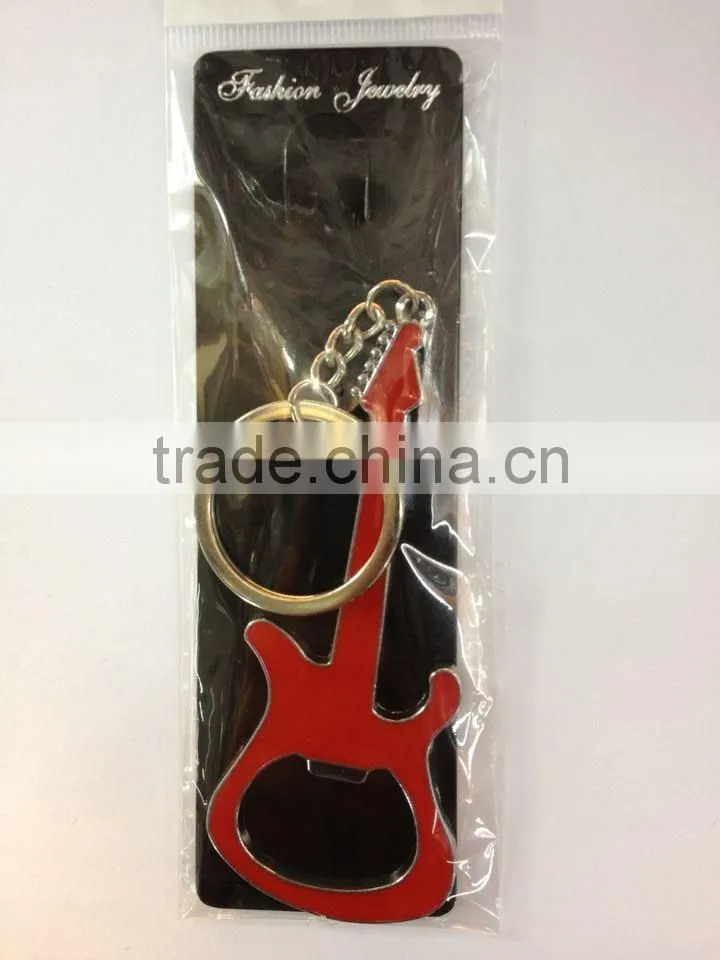 Guitar Shape Metal Bottle Opener Keychain