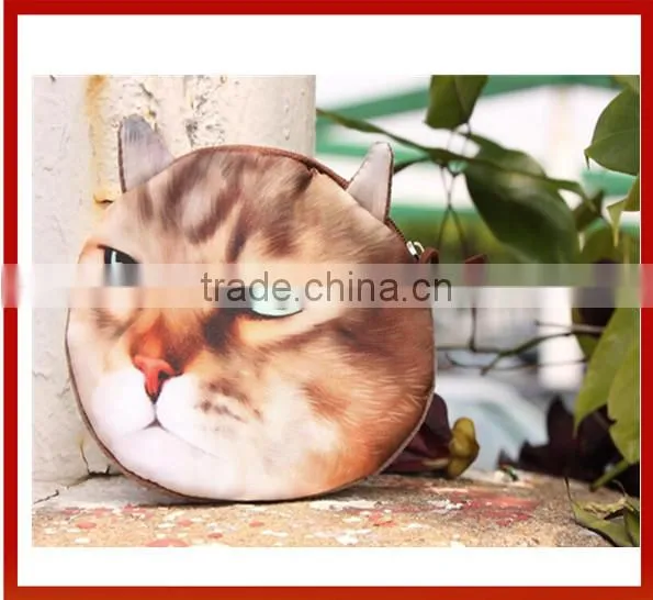 New Design Popupar Women Sling Bag Funny Cat Face Bag 3D Printed Cat Face Coin Purse