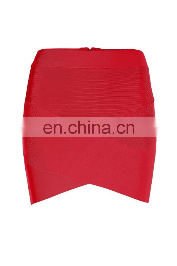 Red Versatile Asymmetric Bandage Mini Skirt