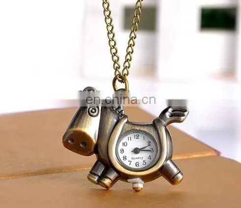 godbead Charming Design Classic Quartz Antique Pony Pendant Children Pocket Watch Necklace retro pocket watch wholesale