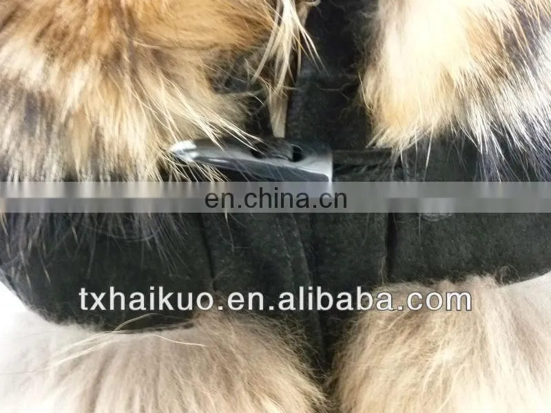 2014 real leather fur vest with natural raccoon fur around body as trimming