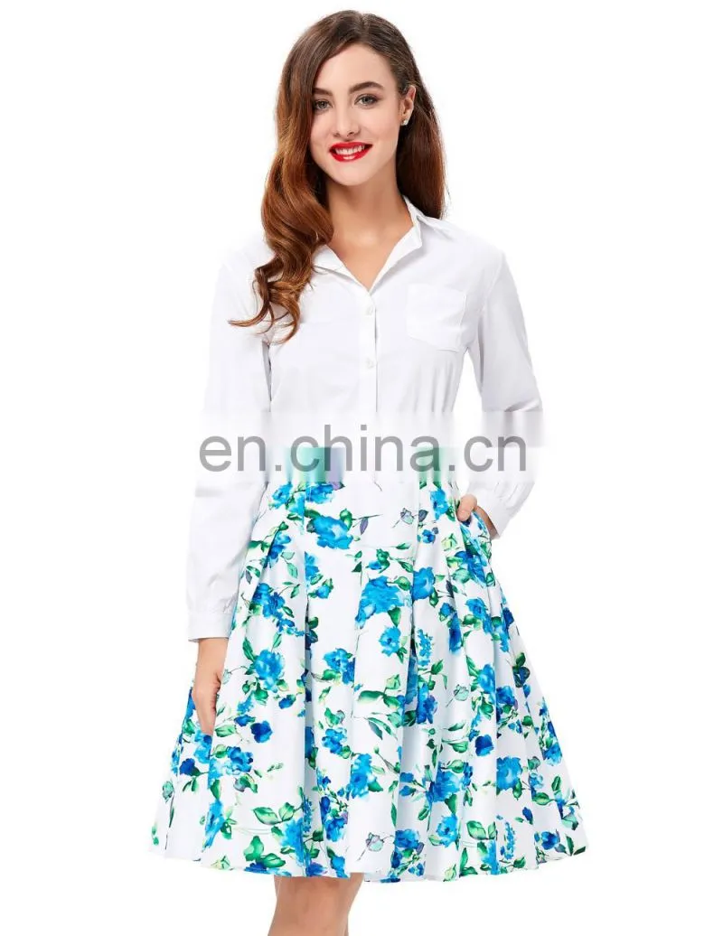 Grace Karin 10 Patterns Occident Women Vintage Retro Floral Pattern Cotton Skirt CL008925-1