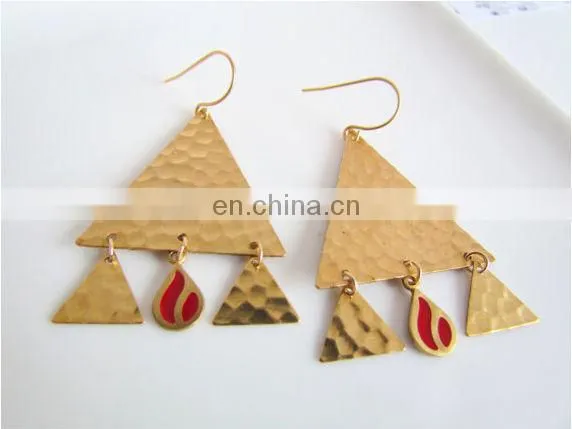 New wholesale brass Hammered earring cut work earrings