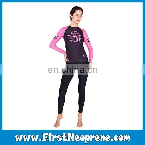 Pink Long Sleeve Lycra Top Quality Rash Guards For Women