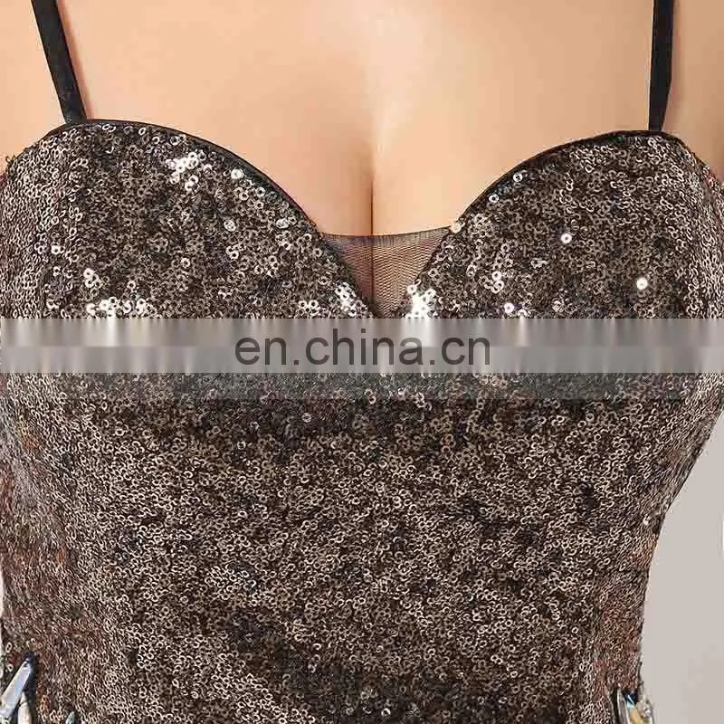 Gorgeous Sweetheart Sleeveless Sequins Short Prom Dresses With Detachable Skirt AJ011 Flowing Chiffon Long Dresses