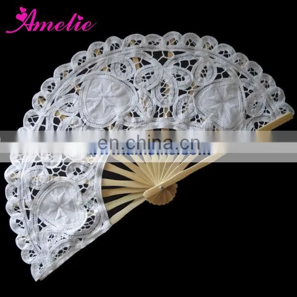 Hot design,white lace wedding fans