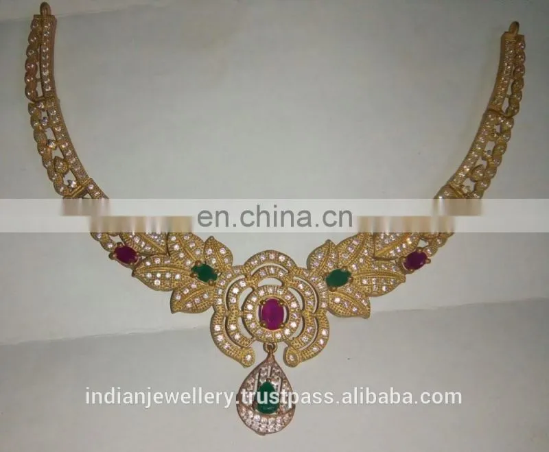 CZ jewelry necklace manufacturer,cubic zirconia necklace jewellery exporter