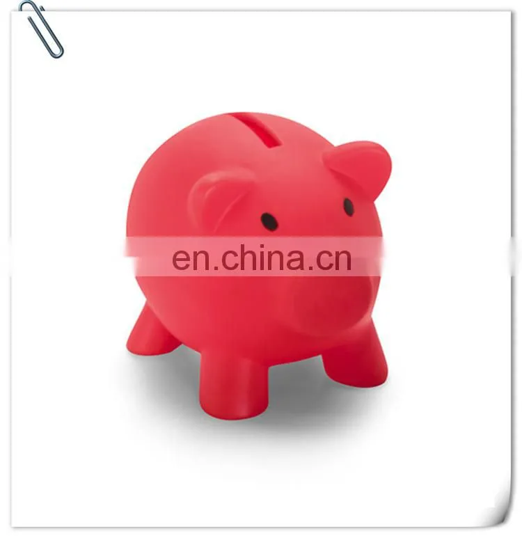 piggy shaped plastic pvc coin bank and money box coin can with bottom lid