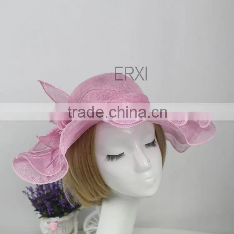 Hot Sale Sinamay Hat,Ladies Church Peach Flower Sinamay Hat 2015
