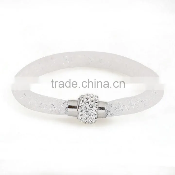 Hot sale Stardust Mesh Single Wrap Bracelets With Crystal stones Filled Magnetic Clasp Charm Wristband Bangles