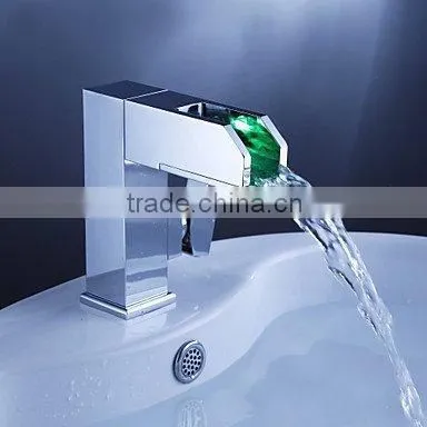 Modern Design Single Handle LED Brass Basin Faucet
