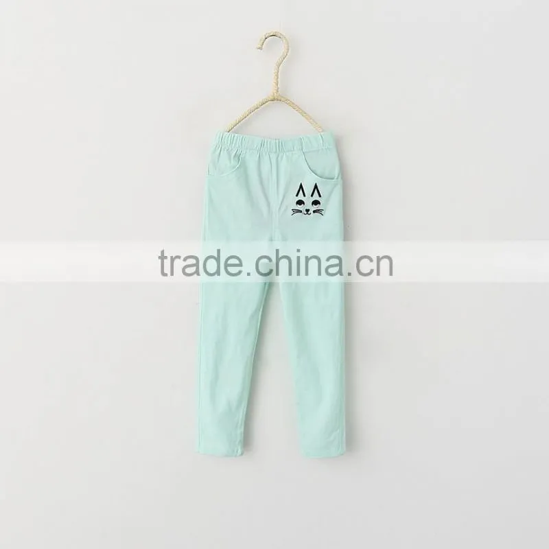 New Cute Baby Girl Clothes 2016 New Summer Girl Cream Color Pants Lovely Little Girl Cats Trousers Pencil Pants