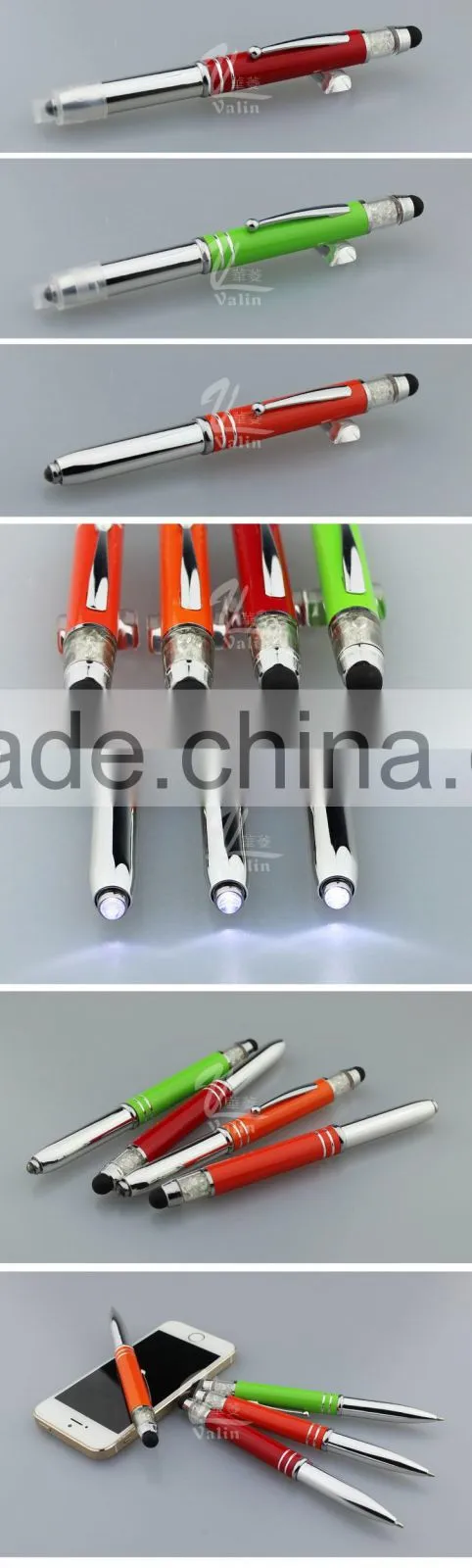 Promotional led touch metal ball pen with crystal touch
