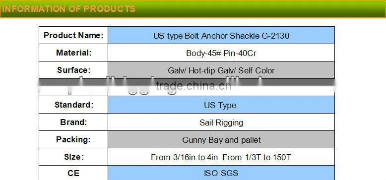 captive pin anchor chain Bolt Type Shackles made in china