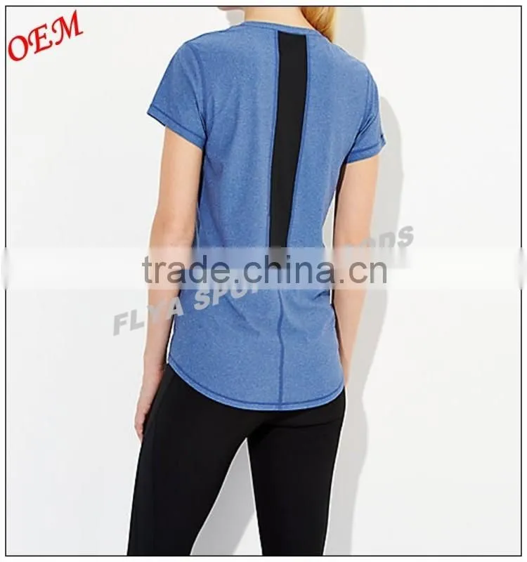 Polyester Spandex Wholesale Woman Sports Yoga Wear Fashion Fitness Gym T-Shirt