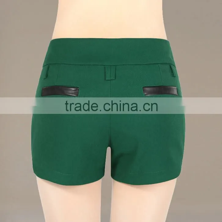 Woolen Green knitted crochet shorts women