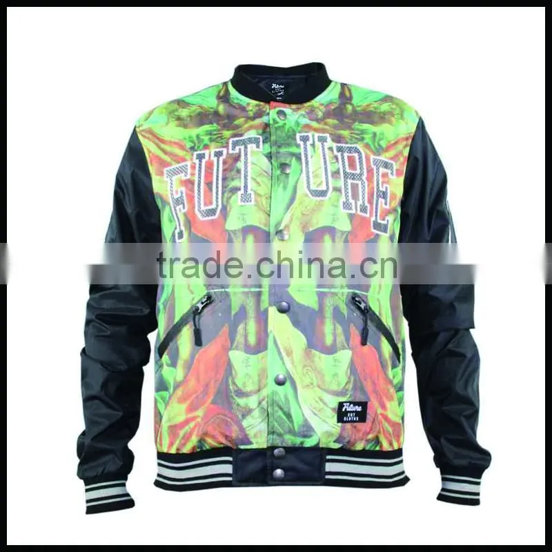 Custom digital printed baseball jacket, fashion jacket