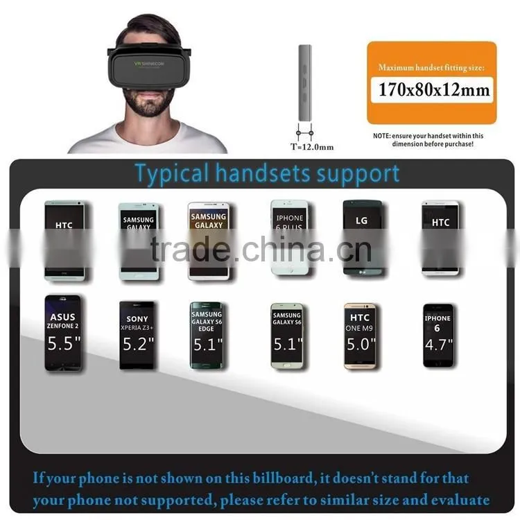 Factory New VR BOX 3d Glasses Mobile Phone Virtual Reality Fit 4.7 to 6.0 inch mobile phone 3 d Glasses Print Logo vr Headset