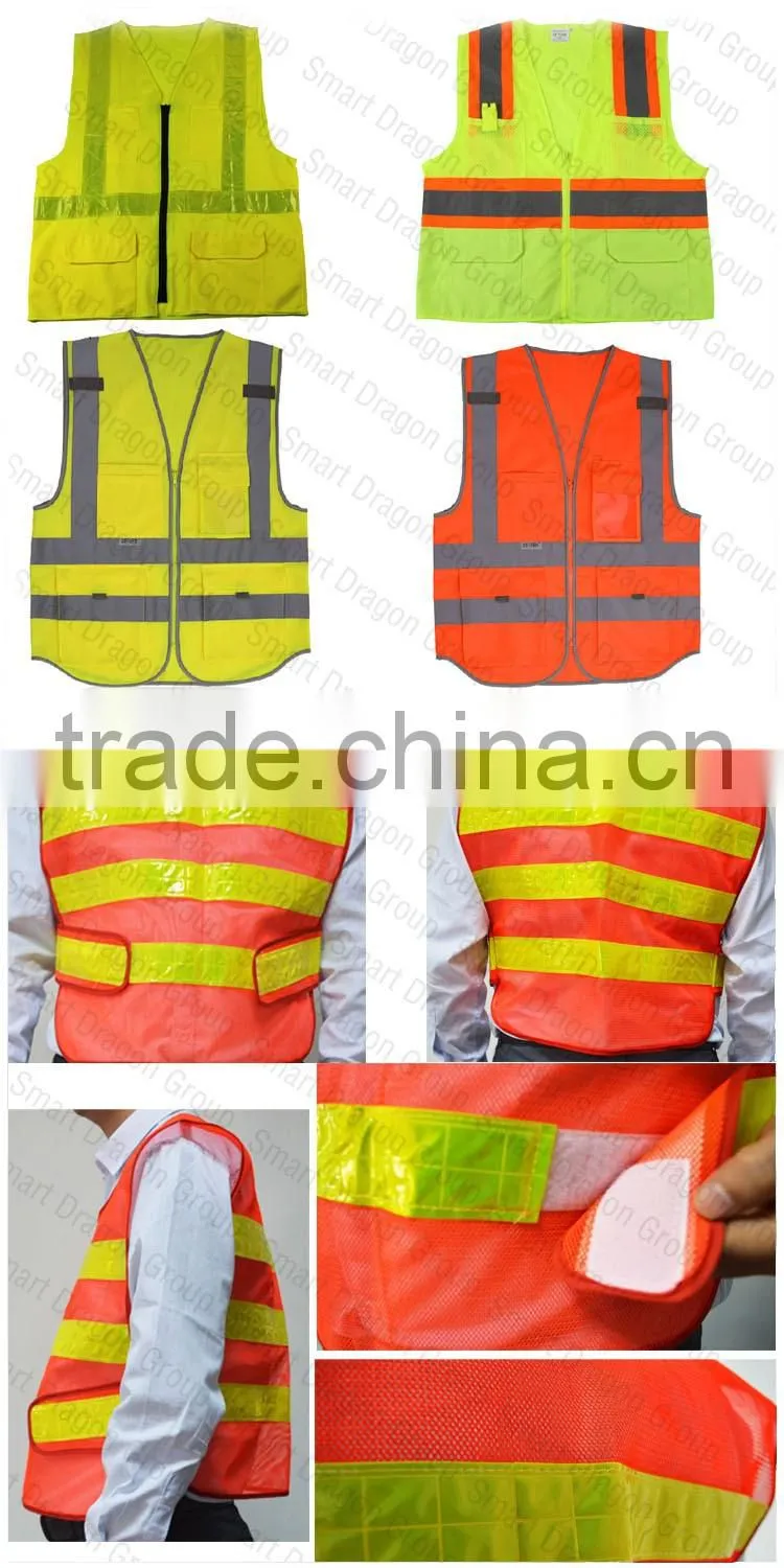 Mesh polyester fluorescent fabrics reflective safety vests
