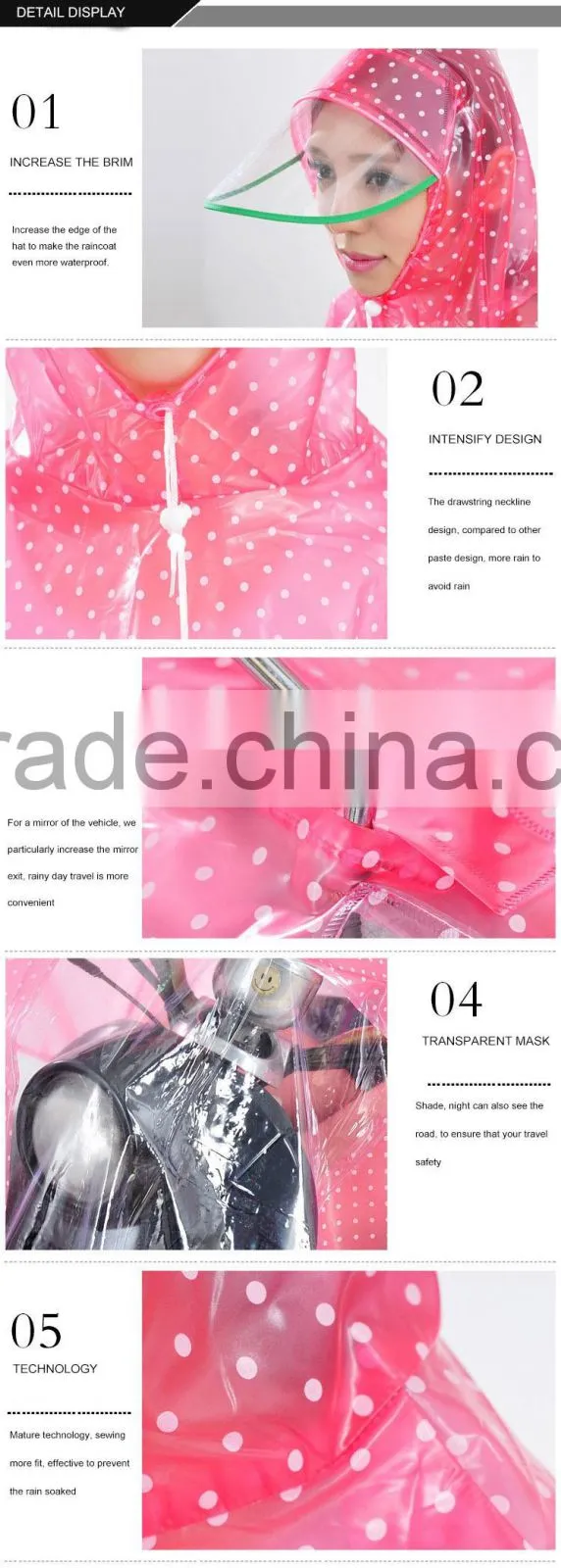 Bicycle large transparent brim thickened transparent fashion raincoat and increase