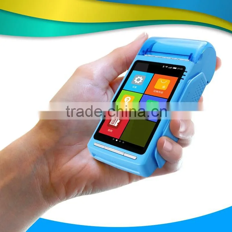 Good design 4 inch screen size android pos terminal with embedded barcode scanner module,card reader,thermal printer------Gc068