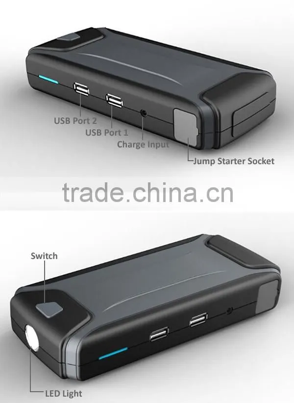 sunpow 12000mAh Multi-Function double usb 12v car jump starter Mobile Power Bank Battery booster with Air compressor