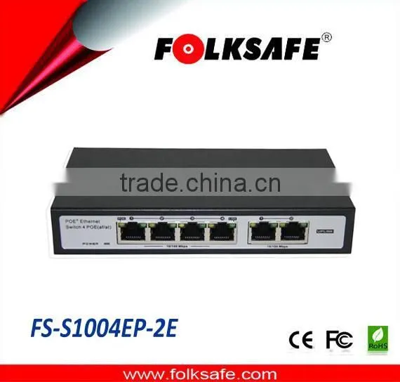 Folksafe Ethernet switch 4-port mini with 2 uplink PoE light
