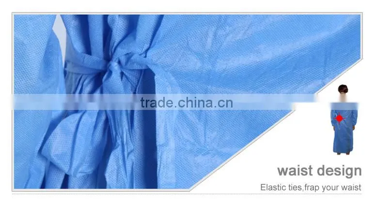 2015 New arrival non woven blue elastic cuffs surgical gown