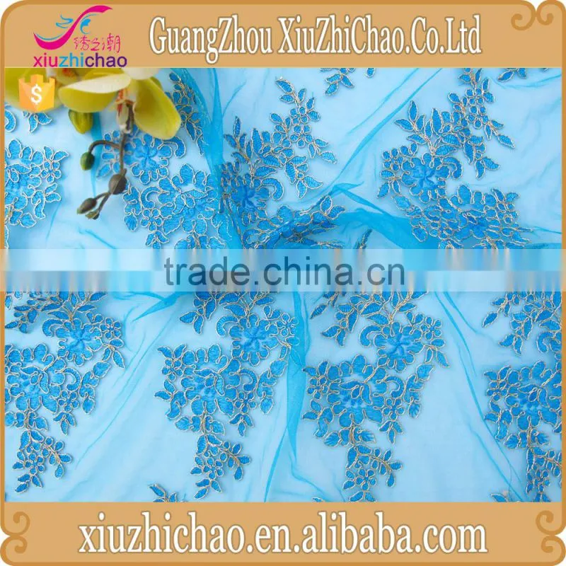 ZP0011-M (11.2)New pattern embroidered designs lace product mesh polyester ivory guipure lace fabric with sequins