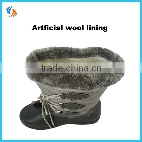 New Women Girl Gray Lace Up Fur Lined Winter Warm Snow Boots