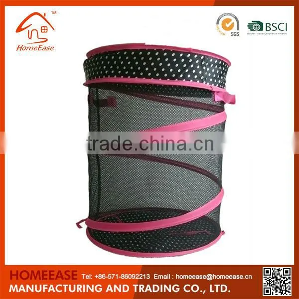 Wholesale collapsible laundry basket,pop up laundry hamper,mesh foldable laundry bag