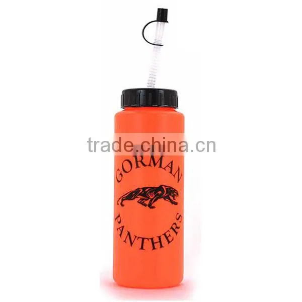 1000ml/32oz BPA free plastic sports bottle with straw lid