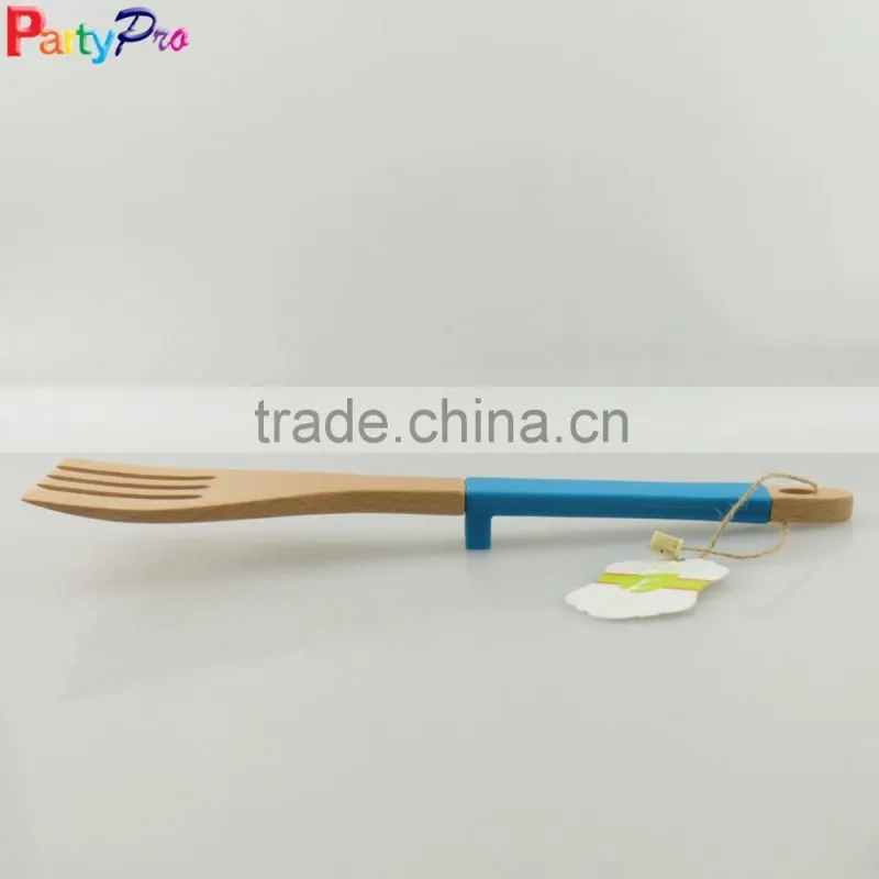 2016 new colorful Bamboo forks kitchen utensils with silicone handles