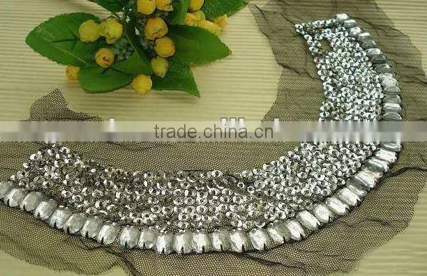 Handmade beaded appliques design of neck of suit