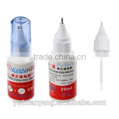Bottled correction fluid pen liquid 20ml with dual use tip and brush