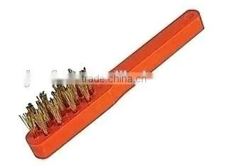 Brass wire brush with stay clean plastic handle
