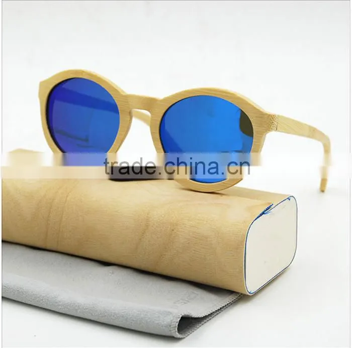 round cool 2016 vogue UV400 blue mirror lens custom Italy design bamboo wooden polarized sunglasses CE