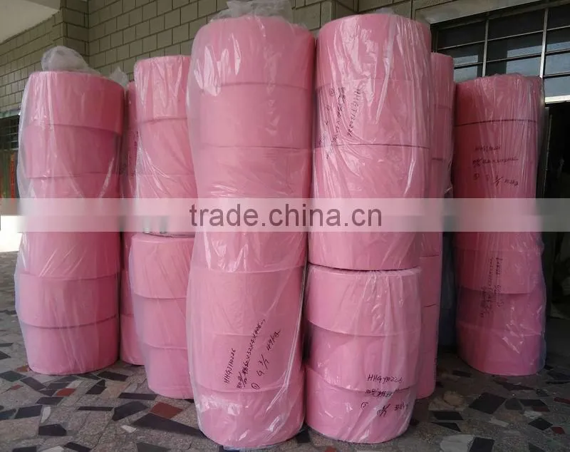 Pink needle punched nonwoven cleaning cloth rolls(NEEDLE PUNCHED NONWOVENS, 50%viscose, 50%polyester)