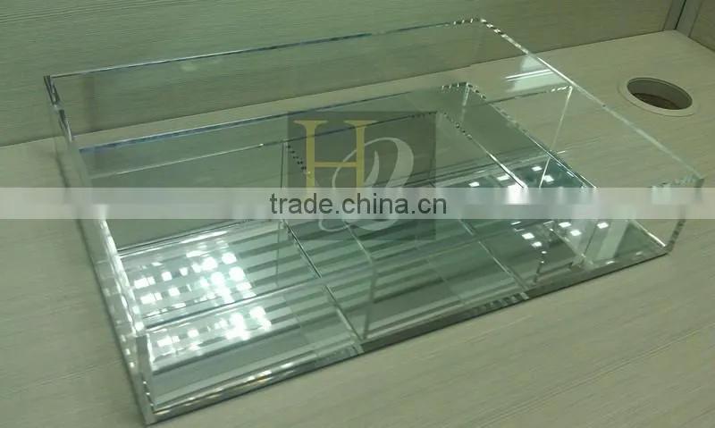 Transparent and mirror acrylic cosmetic tray, acrylic organizer diamond jewelry display tray