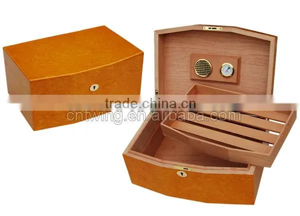 Promotional gloss piano wood finish modern humidor for cigars