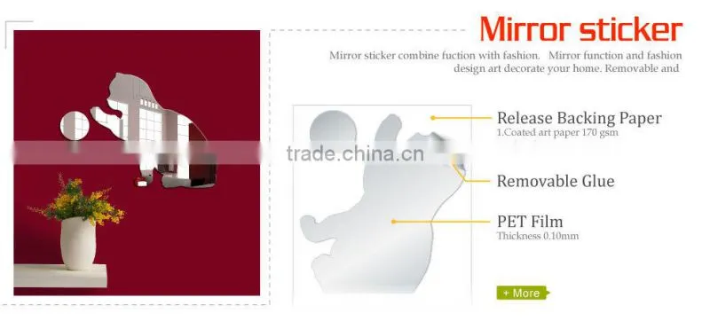 Big sale eco-friendly round mirror shape pet wall sticker
