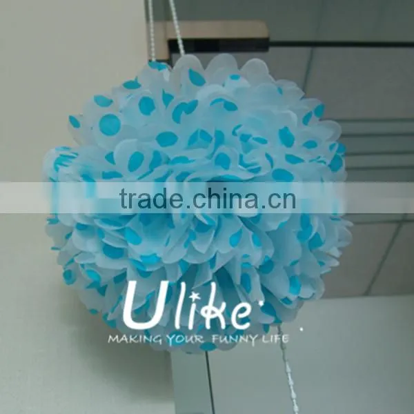 popular polka dot paper fan double used paper pinwheels fan and pom poms flowers wedding table decoration