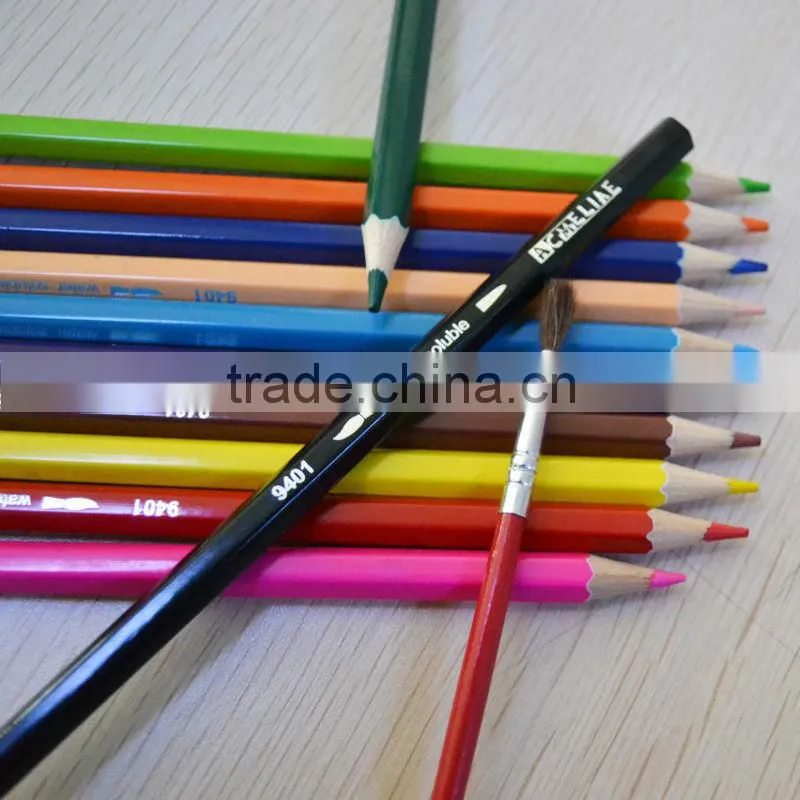 7" standard size hexagonal shape high quality 3.0mm water color lead water soluble color pencil